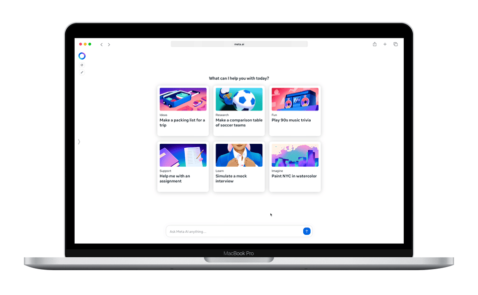 Create content and interact with Meta's Llama 3 assistant.