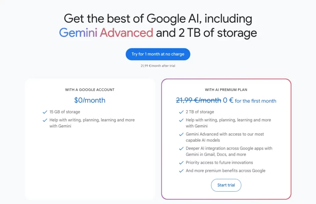 Google One AI Premium – Gemini Advanced access and 2TB storage