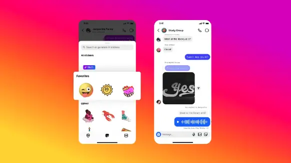 Instagram umožňuje ukladanie samolepiek v Direct správach pre rýchle použitie.