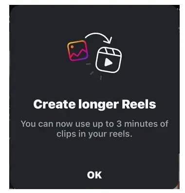 Instagram Reels 3 minúty – tvorca nahráva dlhší video obsah.