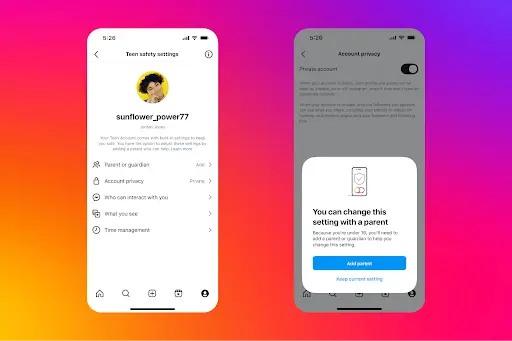 Instagram's new security features for children under 16.