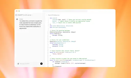 OpenAI's ChatGPT Canvas offers real-time suggestions and improvements.